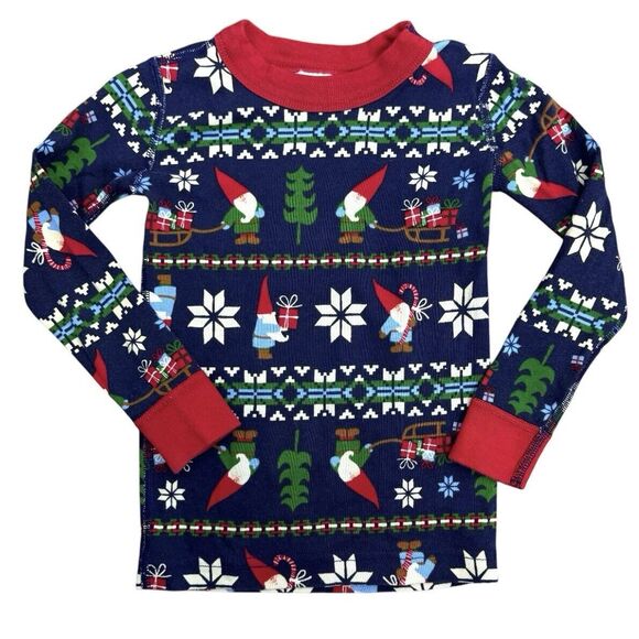 Hanna Andersson Kids Holiday Long John Pajama Set Size US 4 Blue Gnome Sweet - Picture 2 of 9